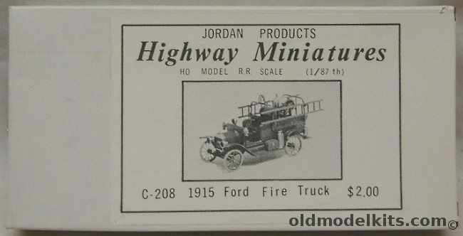 Jordan Products 1/87 1915 Ford Fire Truck HO Scale, C-208 plastic model kit